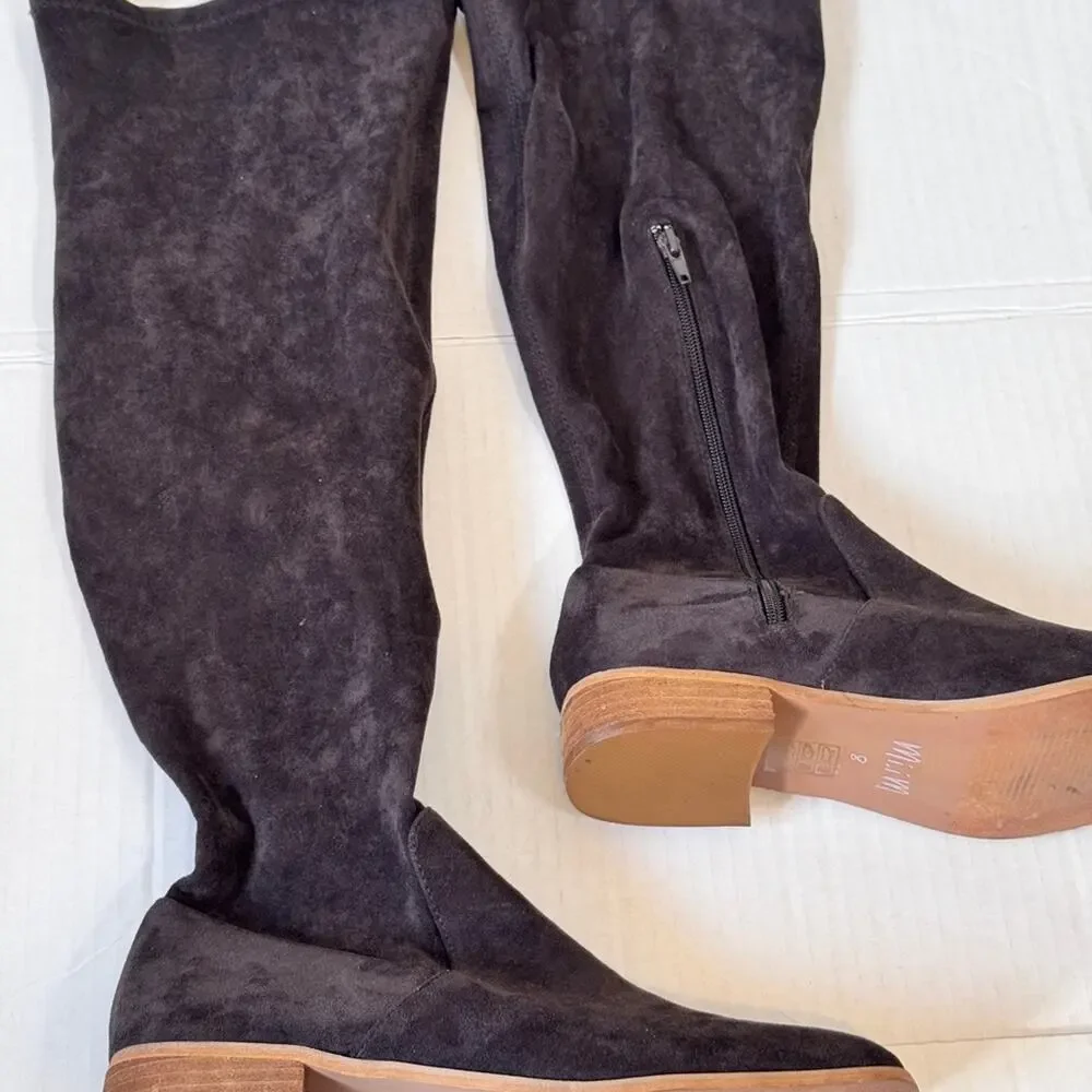 Mi.im Faux Grey Suede Leather Knee High Boots Womens 8 Fall Casual Classic